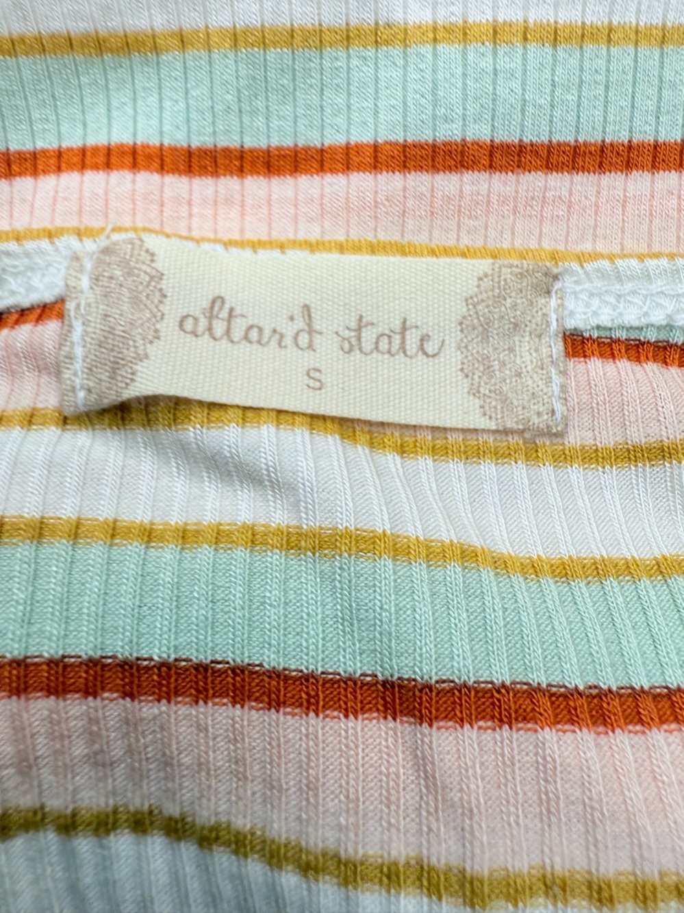 Altar’d State Striped Rib Knit Ruffle Strap Ruched Sundress Small - Picture 7 of 9